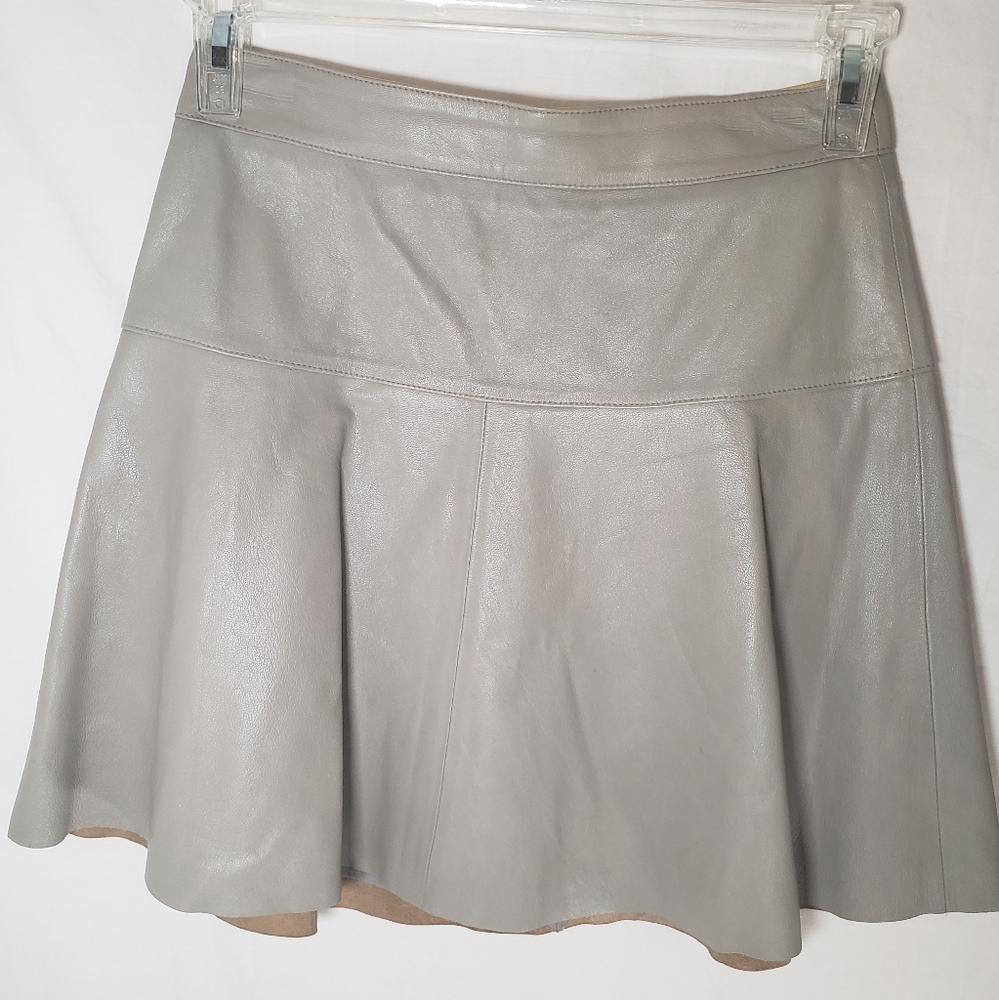 Banana Republic Beige 100% Leather Skirt Sz 0 - Picture 2 of 8
